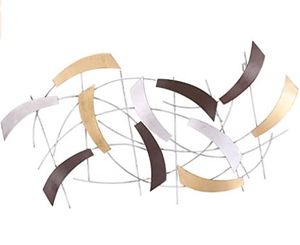 lot 4632 image: Adeco Abstract Metallic Wall Art Home D�cor Gold, Silver, Bronze - 35x19.5 Inches