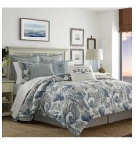 lot 4662 image: Tommy Bahama Raw Coast California King Size Comforter and Sham Set- Retail$148.07