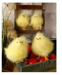 lot 4668 image: 8-inch Feather Fat Chicks Set Of 4, Yellow&nbsp