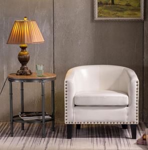 lot 4685 image: Modern PU Leather Accent Chair Single Sofa with Copper Nails- Retail$163.99