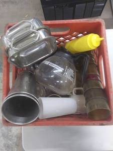 lot 7021 image: Tote Full Of Assorted Cups and Coffee CARAFE