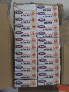 lot 7026 image: 24 Boxes Of 50 Count Plastic Straight Straws