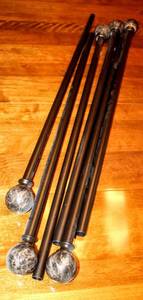 lot 5210 image: (3) Metal Curtain Rods with Marble Look Ball Ends