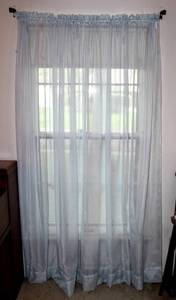 lot 5211 image: (6) Baby Blue Sheer Curtain Panels