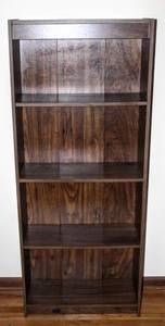 lot 5221 image: Tall Faux Dark Wood Bookshelf Measures 60 Tall x 24.5 Wide x 12 Deep