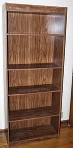 lot 5218 image: Tall Faux Wood Shelf with (2) Adjustable Shelves 72 x 29.5 x 12 Deep