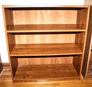 lot 5220 image: Small Faux Wood Shelf (2) Adjustable Shelves - Measures 31 T x 29 W x 12 D