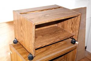 lot 5225 image: Faux Wood Printer Stand on wheels - 21 x 15 x 13.5