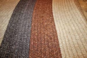 lot 5295 image: Vintage JC Penny Chatham Reversible Flat Braided Rug 8FT x 11FT Oval - Dark Toast