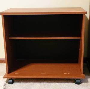 lot 5247 image: Media Cabinet with Shelf on Wheels - Faux Wood