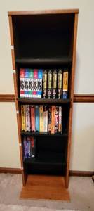 lot 5251 image: Media Tower Rack Storage  VHS Movies  CDs