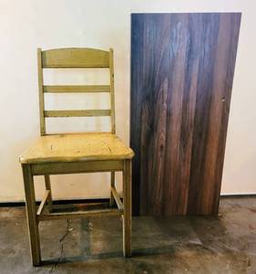 lot 5260 image: DIY Lot - Vintage Solid Wood Chair  Table Desk Top