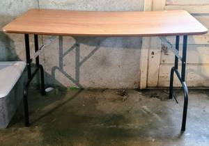 lot 5273 image: Folding Table with Laminate Wood Top and Metal Legs