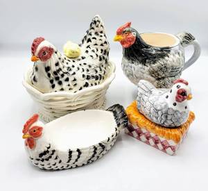 lot 5287 image: Schmid Figural Rooster Mug, Otagiri Rooster Soap Dish  more