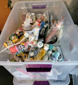 lot 5398 image: Huge Lot of Craft Paint A large Bin FULL