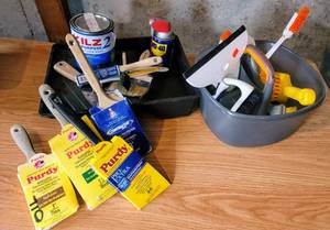 lot 5409 image: Home Improvement & Painting Supplies - Purdy Brushes, Squeeqe, Variety of Bristle Brushes  more