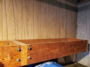 lot 5376 image: (2) Wooden Hanging Garage Shelves