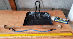lot 5377 image: Garage Lot - Grip Heavy Duty Dust Pan, Louisville Slugger Bat, Yardsticks  more