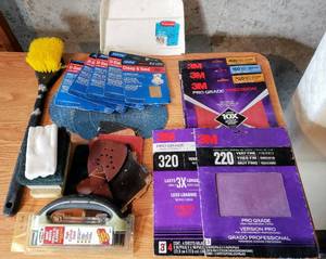 lot 5401 image: Large Variety Lot of Sandpaper, New Wire Brush  More