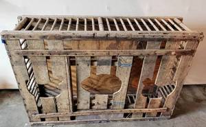 lot 5410 image: Vintage Antique Large 35 x 23 x 9.5 Primitive Wooden Wood Chicken Crate Carrier Box Cage Coop