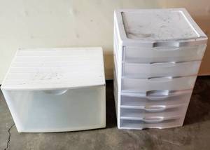 lot 5432 image: (2) Clear Plastic Storage Drawers