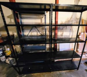 lot 5449 image: Black Metal Shelves - 60w x 11.5d x 59.5t