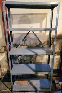lot 5450 image: Gray Metal Shelves - 30w x 12d x 61t