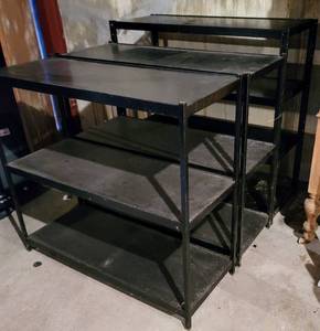 lot 5451 image: (3) Black Metal Shelving Units - 29.5w x 11.5d x 30t & 27t
