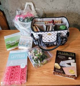 lot 5489 image: Crafters Lot Crafting Tote, Embossing Kit, Gift Favor Boxes, Faux Flowers  More