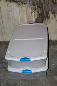 lot 5496 image: (2) Extra-Large Wheeled Under-bed Storage Containers with Flip-Top Lids