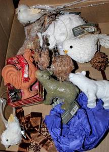lot 5480 image: Large Winter Holiday Lot including NEW Ornaments, Gift Sets, Plates and Platters, Stuffies, cards and MORE