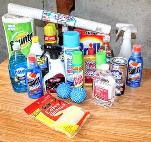 lot 5303 image: Assorted Cleaners, Chemicals, Shout, Dawn, Brillo, Latex Gloves and MORE