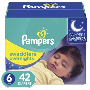 lot 27207 image: Pampers Swaddlers Soft and Absorbent Overnights Diapers, Size 6, 42 Ct