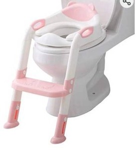 lot 27220 image: Potty Training Seat Ladder Toddler, Potty Seat Toilet Boys Girls,Adjustable Kids Toilet Training Seat (Pink)