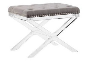 lot 27106 image: Linon Home Kelsi Acrylic Vanity Bench in Silver