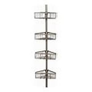 lot 27128 image: Zenna Home Tension Pole Shower Caddy Satin Nickel