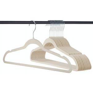 lot 27290 image: HOME-IT 16 Pack Clothes Hangers Ivory Velvet Hangers Clothes Hanger Ultra Thin No Slip
