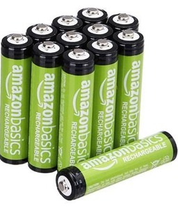 lot 27308 image: Amazon Basics 12 Pack AAA Performance-Capacity 800 mAh Rechageable Batteries, Pre-Charged, can be recharged 1,000 times