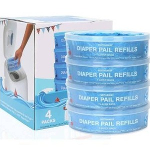 lot 27330 image: Upgraded Lock Smell Diaper Pail Refill, Compatible with Diaper Genie Pails 1120 Count Supply 4-6 Months(Pack of 4)