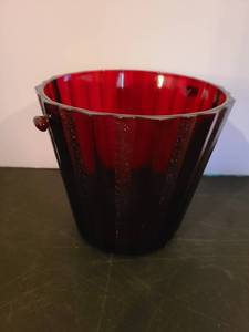 lot 1026 image: Vintage Ruby Glass Ice Bucket with Assorted Ruby Glass Candy Dishes