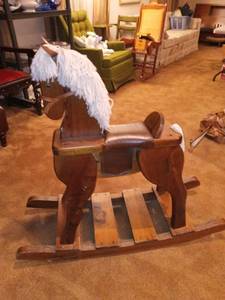 lot 1049 image: Wooden Rocking Horse Approximately 38 x 15 x 42 in