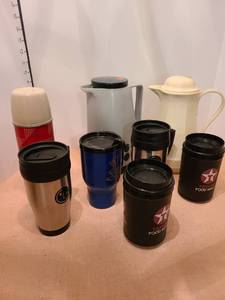 lot 1311 image: Coffee carafes, travel cups and icy hot Thermos