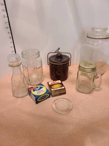 lot 1313 image: Assorted jars, Canister and lids for mason jars