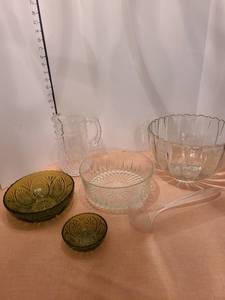 lot 1315 image: Glass bowls and pitcher