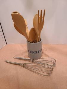 lot 1354 image: Wooden Utensils and wisks