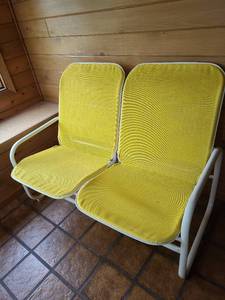 lot 1390 image: Samsonite yellow love seat 47 inches wide