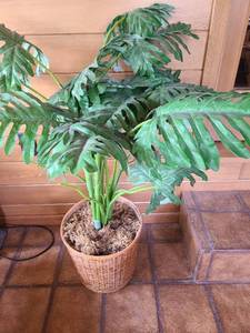 lot 1392 image: 14 round basket with artificial plant