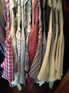 lot 1623 image: Mens Short Sleeve Button Down Shirts. HAGGAR, IZOD, EDDIE BAUER, ROUNTREE & YORK