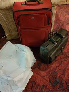 lot 2021 image: American Tourister soft sided luggage 26 by 16 , Small carry on bag, and hanging zippered clothes storage bin