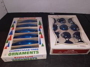 lot 1090 image: Santa Land and Pyramid Vintage Ornaments Blue